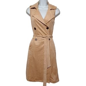 NEW KENDALL+KYLIE Suede Tan Brown Button Trench Mini Dress X-Small